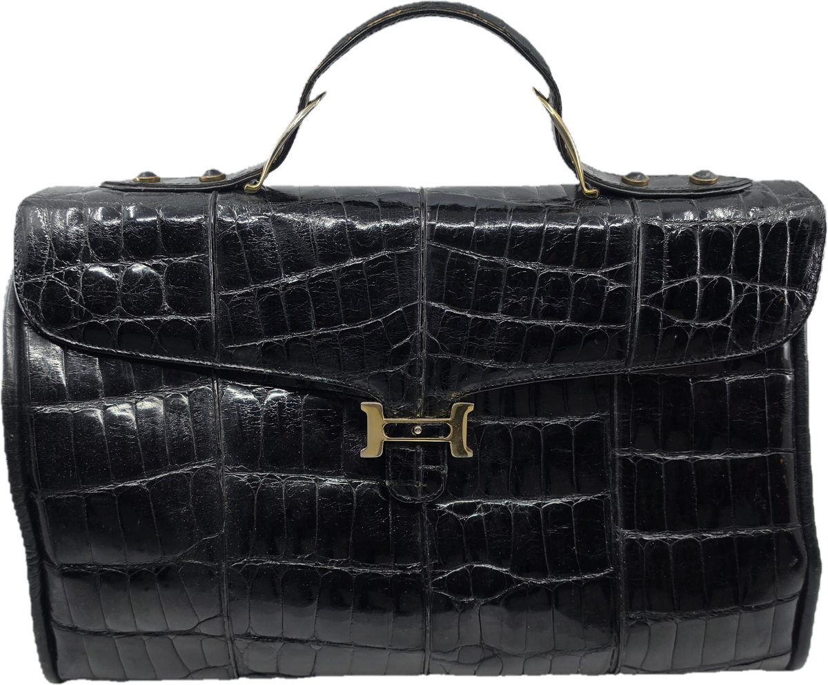 Edle Handtasche aus schwarzem Leder